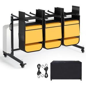 RANTILA Folding Chair Cart, Heavy Duty Chair Storage Dolly Holds 42 Chairs or 12 Tables, 400 lb Capacity Rolling Chair Rack with Swivel Casters, Dust Cover Included, Fits Through Doorways