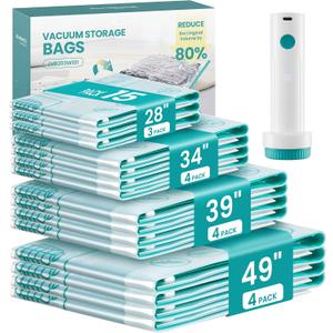 SONGMICS Vacuum Storage Bags, Rechargeable Portable Electric Pump, 15 Pack