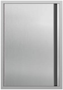 SGOLAN Outdoor Kitchen Doors 17W x 24H Inch Stainless Steel Doors, Access Door with Hidden Handles Single Access Cabinet Door, Flush Mount for Grilling Station, Outdoor Kitchens BBQ Island& Cabinet