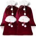 Shappy 4 Pcs Extra Large Velvet Santa Gift Bags Bulk 35 x 28 28 x 20 Luxury Jumbo Gift Sacks with Drawstring Giant Christmas Bags Wrapping for Xmas Toys Santa Costume(Red)