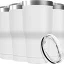 30oz Stainless Steel Travel Mug with Lid, 6 Pack Double Wall Vacuum Insulated Bulk Tumbler, Powder Coated Coffee Cup Suitable for Vehicle Cup Holders(White)