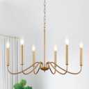 Generies Antique Spray Gold Farmhouse Chandelier, 6 Light Rustic Dining Room Light Fixtures, Modern Industrial Chandeliers Candle Ceiling Light for Bedroom Foyer Living Room Kitchen Island Entryway