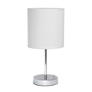 Simple Designs LT2007-WHT Chrome Mini Basic Table Lamp with Fabric Shade, White Simple Designs LT2007-WHT Chrome Mini Basic Table Lamp with Fabric Shade, White