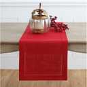 Solino Home Linen Red Table Runner 36 Inches - Classic Hemstitch, 100% Pure Linen Coffee Table Runner 14 x 36 Inch Ideal for Dresser Tables - Valentines, Winter