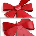 SIQITECHNO Metal Christmas Red Bow Wall Decoration Hanging Xmas Red Bow for Wreath Christmas Tree Topper Ornaments Outdoor Indoor Christmas Decorations for Party Front Door Porch Home