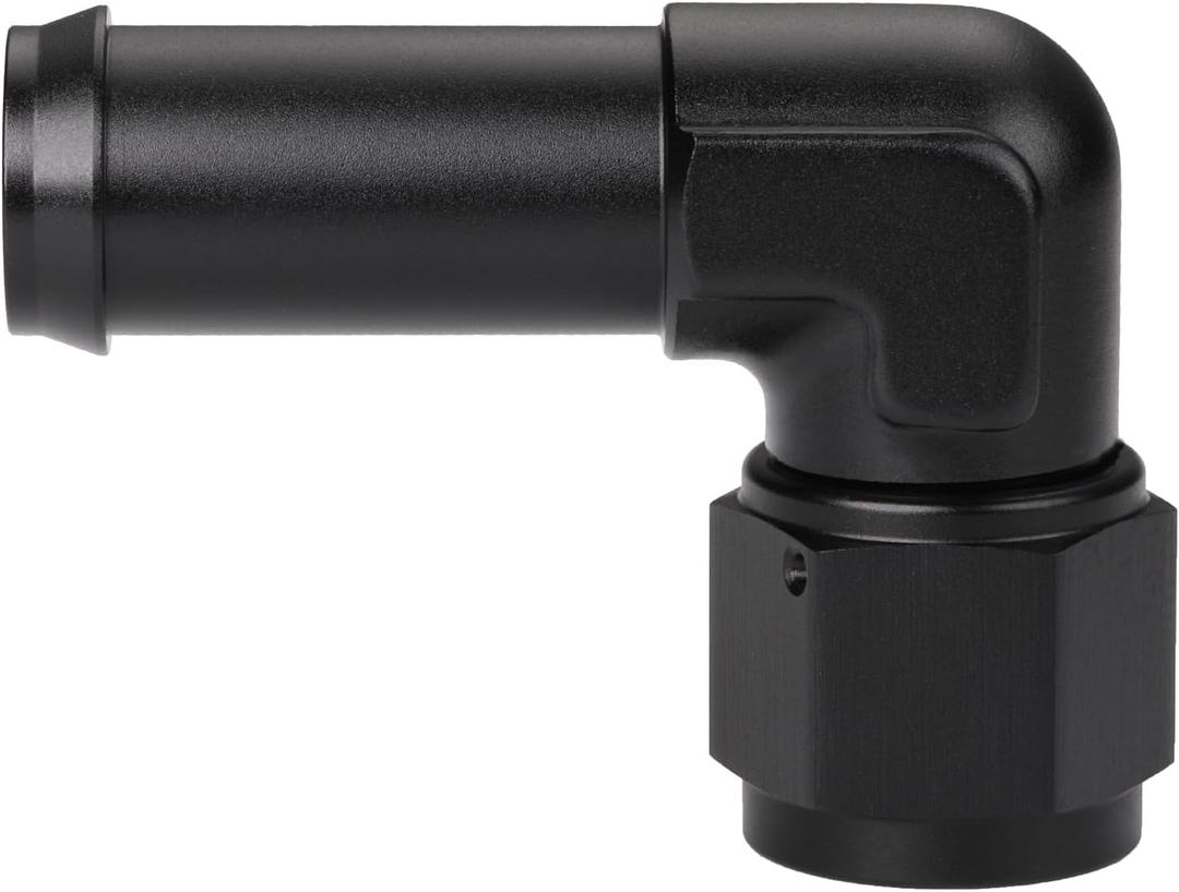 10AN Female to 3/4 Barb 90 Degree Hose Fitting Adapter Swivel Aluminum Black
