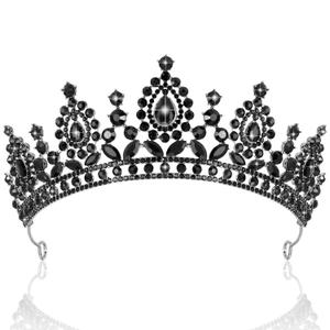 Aprince Black Crown and Tiara for Women Girls, Crystal Gothic Princess Tiara Queen Crown, Rhinestone Headbands Royal Diadem for Wedding Birthday Halloween Cosplay Prom Quinceanera Pageant Party Gifts