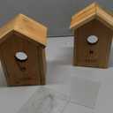 2-Pack Transparent Window Bird House with Suction Cups - Outdoor See-Through Wooden Design Birdhouse for Easy Bird Watching for Kids & Adults (Brown)