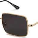 SOJOS Polarized Sunglasses for Womens Mens,Rectangle Polygon Retro Vintage Shades Classic Vintage Shades SJ1168 (Black)