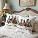 Western Christmas Tree Pillow Covers 18x18, Cowgirl Room Decor, Coquette Bow Cowhide Xmas Tree Holiday Decorative Pillow Covers for Couch Sofa Bedroom Living Room Home (Style01)