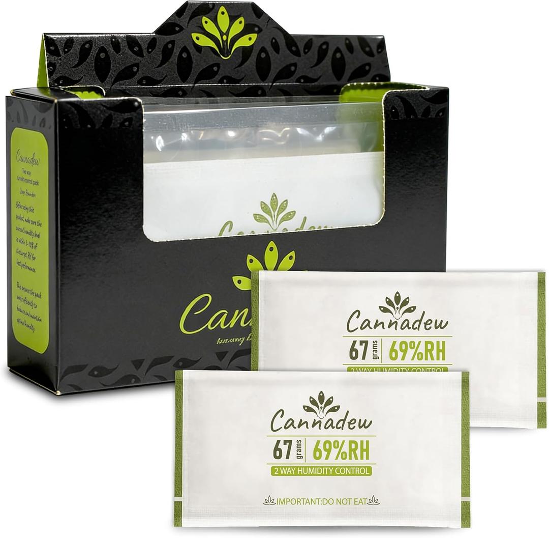 69% RH, 67g (5 Pack) Cannadew Two-Way Humidity Control Pack  Moisture Absorbers & Hydration Packets for Storage