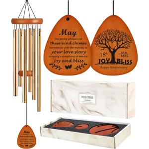 18th 35" Wind Chimes Anniversary Wedding Gifts for Couple, Unique Parents Wedding Anniversary Decorations, Personalized Cool Engagement Gifts