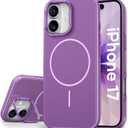 Vihibii for iPhone 17 Case with Adjustable Stand, [Compatible with Magsafe], Fade-Resistant Glow Stylish Slim, Shockproof Back Cover & Silicone Edges Phone Case for iPhone 17, 6.3" 2025, Purple