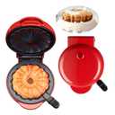 Cake Maker Machine for Lava Cake, Mini Donuts, Waffles, Pancakes - Breakfast, Snacks, Desserts - Non-stick Surface, Double-sided Heating, Red