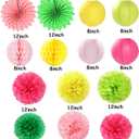 Hawaiian-Summer Beach Pool Party-Decorations Streamers - 14pcs Tropical Jungle Aloha Birthday Supplies Paper Lanterns Fan,Tissue Pom Poms,Baby Shower Honeycomb Ball Decor Lasting Surprise