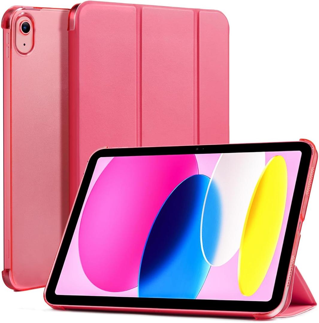 CoBak Case for iPad (A16) 11th Generation 11 Inch 2025, iPad 10th Generation 10.9 inch 2022, Slim Stand Protective Cover with Hard PC Translucent Back Shell Cover, Support Touch ID, Raspberry
