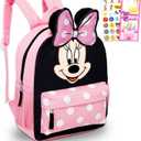 Disney Minnie Mouse Backpack for Girls Toddlers Kids - Bundle with 12" Preschool Toddler Backpack with Ears, Bow, and Stickers (Minnie Mouse School Supplies)