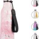 Insulated Water Bottle with Strap,18 oz Double Wall Stainless Steel Vacuum Bottles Metal Water Flask,Blossom