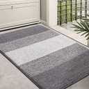 Kitinjoy Indoor Outdoor Door Mat, 36x24 Non-Slip Absorbent Dirt Trapper, Low-Profile Washable Inside Entrance Front Floor Mat, Sturdy Soft Entry Doormats for Entryway, Light Grey