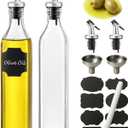 WERTIOO Olive Oil Dispenser Bottle, 2 Pack 17oz Oil and Vinegar Dispenser Set Clear Oil Bottles Container for Kitchen with 4 Spout, Funnel & Pen and Labels