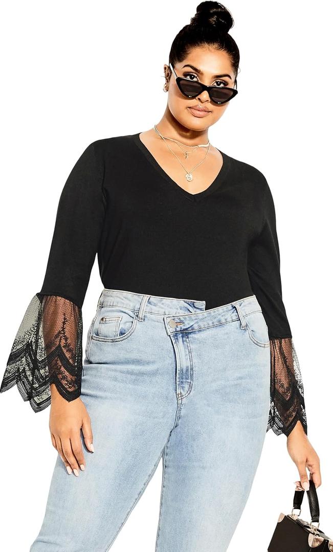 City Chic Women's Plus Size Jumper Scarlett (Black)