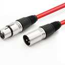 DREMAKE 3Pin XLR Male to XLR Female Microphone Cable Professional for Recording, Mixing, and Lighting Equipments - 16.5 Foot/Red