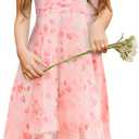Chiffon Flowy Dresses Flower Girls Asymmetrical with Ruffles Sleveless Swing Party Gowns A-Line Dress (13-14 Years)