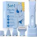 Bikini Trimmer for Women,5-in-1 Electric Razors for Women,IPX7 Waterproof Trimmer with 5 Replaceable Blade HeadsBlue