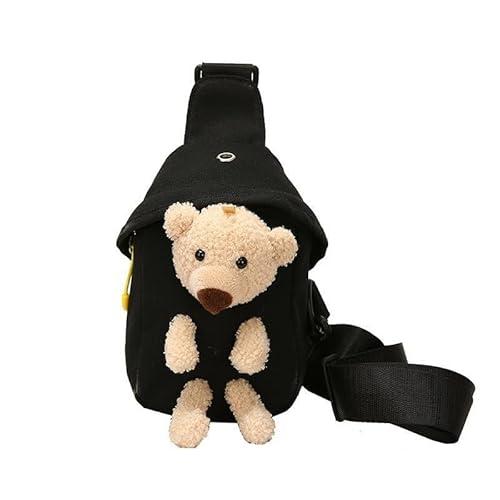 Hiflyer Kids Crossbody Bag - Mini Nylon Travel Bag for Kids, Cartoon Sling Bag (Black)