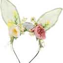 LIFKOME Rabbit Ears Headband Bunny Ears Flower Hairband Animal Head Piece for Christmas Easter Birthday Wedding Party Kids and Adults