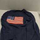 SweatyRocks Women's Flag Pattern Long Sleeve Round Neck Sweater Casual Loose Pullover Sweater (Dark Blue) XS