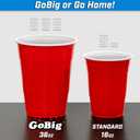 GoBig 36oz Giant Red Party Cups 50 PACK - Holds Twice as Much as Standard Party Cups, Includes 4 XL Pong Balls