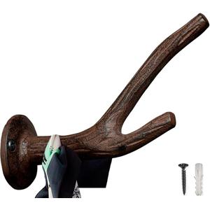 Cast Iron Branch Wall Mounted Hook - Hook for Coat, Jacket, etc - Coat Hook - Vintage, Rustic, Decorative - with Screws and Anchors - 5" Long (Brown)