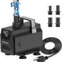 Submersible Water Pump 600GPH/35W Fountain Pumps with Flow Control, Pond Pump Submersible Outdoor with 10ft 3-Core Power cable for Hydroponics, Aquarium, Waterfall, Statuary, Water feature (600GPH(2270L/H))