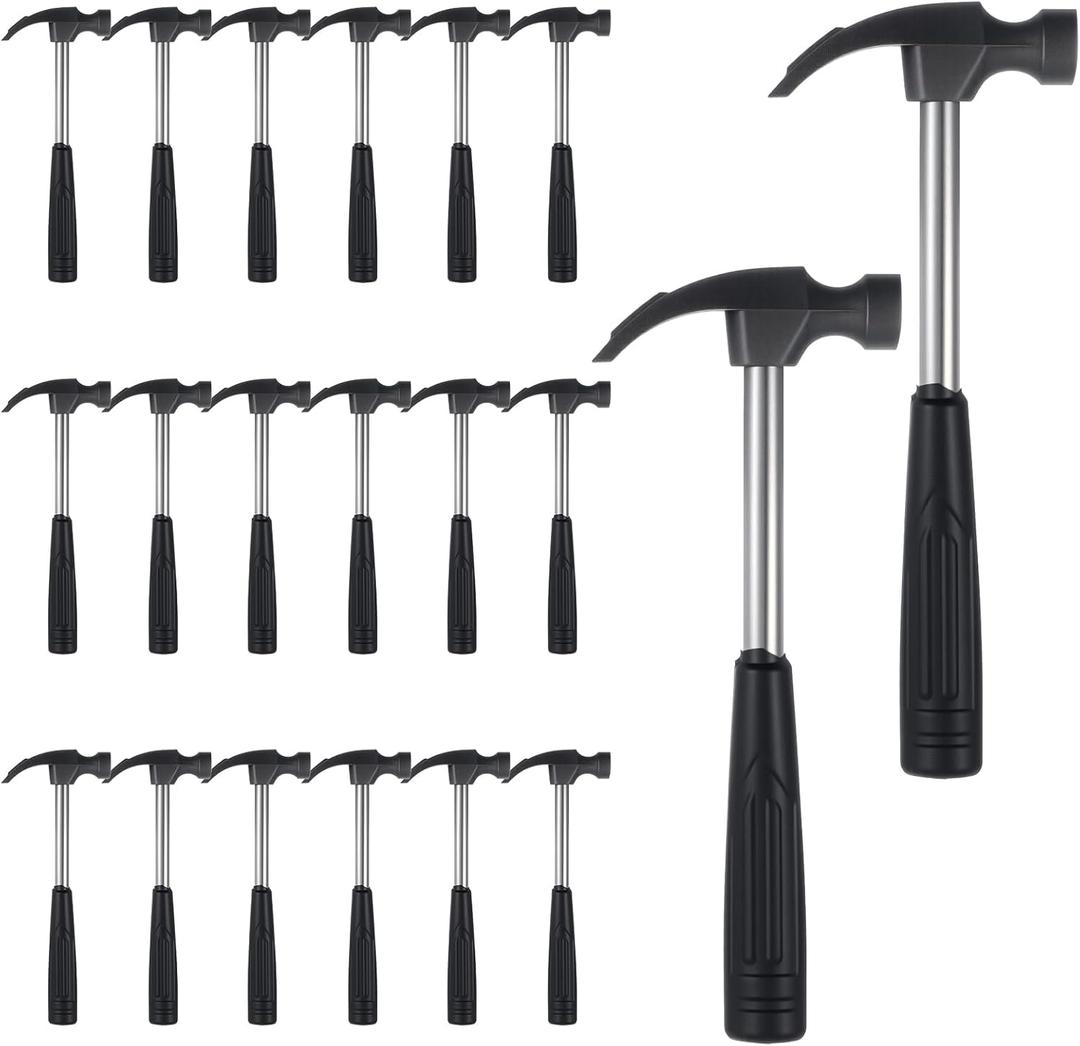 20 Pcs Mini Claw Hammer Bulk 6.5 Inch Solid Tubular Small Safety Hammer with Non-Slip Rubber Handle Lightweight for Woodworking Hanging Pictures DIY Crafts Jewelry Making Tools