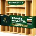 ROYAL CRAFT WOOD Luxury Bamboo Kitchen Drawer Organizer - Silverware Organizer, Utensil Holder & Cutlery Tray Drawer Dividers for Flatware (9 Slot, Natural)