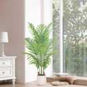 Artificial Palm Tree 4FT with White Planter, Artificial Tree Faux Floor Plant Artificial Plant Indoor for Home Office Living Room Decor