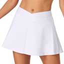 IUGA Athletic Skorts for Women Tennis Skirt with Pockets Cross Waist Athletic Skirt for Golf Pickleball (White, L)