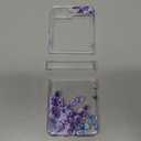 FCSWEET for Samsung Galaxy Z Flip 6 Case with Hinge Protection,Clear Floral Lavender Shockproof Protective Hard PC Slim Floral Women Phone Case for Z Flip6 - Purple Lavender