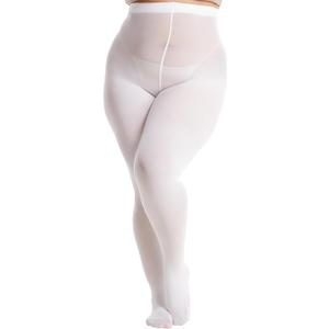 Frola Plus Size Tights for Women Semi Opaque Control Top High Waist Stockings 60 Denier Women's Pantyhose 2X 3X 4X 5X (White)