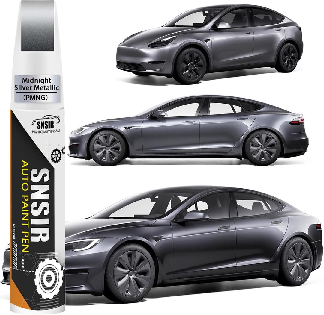 Car Touch up Paint(Midnight Silver Metallic(PMNG)) Compatible with Tesla Model Y/3/X/S, Car Paint Pen Scratch Repair Two-In-One Touch Up Paint, Premium Car Scratch Remover for Deep Scratches