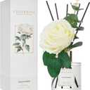 Cocorrna Flower Reed Diffuser - Clean Linen 6.7oz Scented Diffuser with Sticks Home Fragrance Essential Oil for Bathroom Shelf Decor (Artificial Flower)