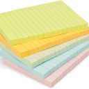 Amazon Basics Lined Sticky Notes, 4x6" Self-Stick Pads with Clean Removal Adhesive for To Do List, Home, Office, Notebook, Assorted Colors, 100 Sheets/Pad, Pack of 5