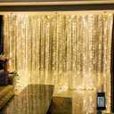 Vigdur Led Curtain String Lights, 2 Packs 8FT Window Fairy Lights for Bedroom with 210 Warm LEDs, Hanging Twinkle Indoor String Light for Party Wedding Garden Wall Decor(8 * 7ft)