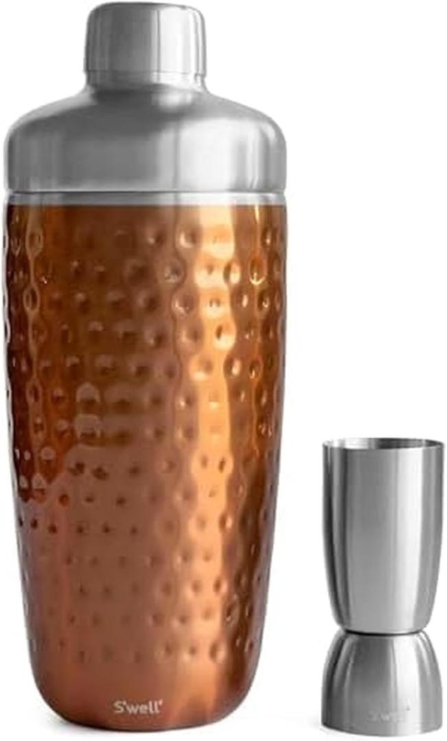 S'well Stainless Steel Shaker Set with Jigger, 18oz, Dipped Metallic, Triple Layered Vacuum Insulated Container Keeps Cocktails Colder for Longer, BPA Free Barware