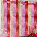 5 x 2 Pack 3.2ft x 9.8ft Valentine's Day Metallic Foil Fringe Curtain, Red Purple Rose Gold Tinsel Curtains Streamers Party Photo Booth Props Backdrop for Anniversary, Engagement, Romantic Love Decoration