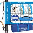 Professional Volleyball Net Set: Pro-Level, All-in-One for Outdoor Fun with 2" Adjustable Height Aluminum Poles, Upgraded Anti-sag Net, PU Volleyball, Boundary Line, Large Carry Bag (Blue)