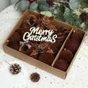 Christmas Ornaments Set, 38Pcs Brown Velvet Christmas Ornaments for Xmas Tree Decorations Shatterproof Hanging Flocked Balls Assorted for Indoor Home Party Holiday Decor Gifts