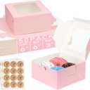 50Pcs 6x6x3 Cookie Boxes, Pink Bakery Boxes for Baked Goods, Cookies, Pastry, Strawberries, Macarons