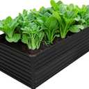 DIIYIV Galvanized Raised Garden Bed Kit Outdoor Patio,6x3x2ft Large Rectangular Metal Planter Boxes,Deep Root Box Planter for Gardening,Vegetables,Flowers,Herbs-Black